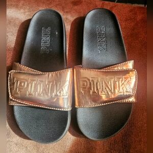 PINK Victoria’s Secret adjustable rose gold slides M (7-8)